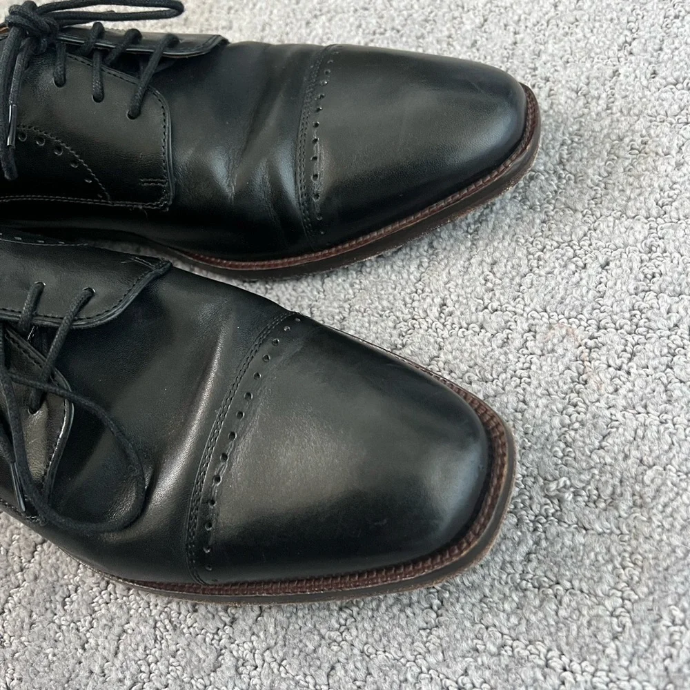 Johnston & Murphy Black Leather Wingtip Oxfords